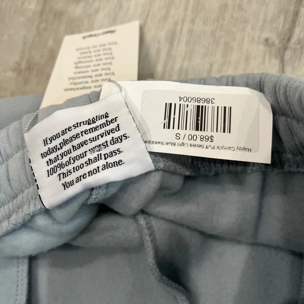Happy Camp3r Puff Series Sweatpants Blue Small NWT Cozy Joggers Lounge Heavy